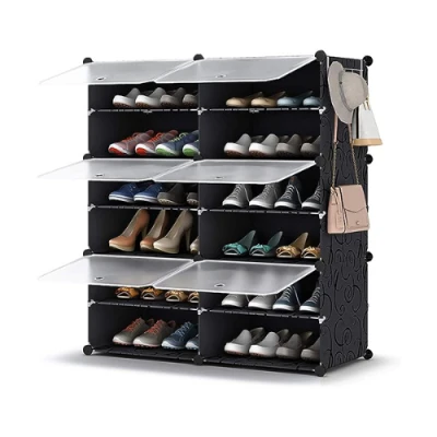 Shoe Rack, 6 Tier Shoe Storage Cabinet 24 Pair Plastic Shoe Shelves Organizer for Closet Hallway Bedroom Entryway 36.2''x31.5''x12.6''