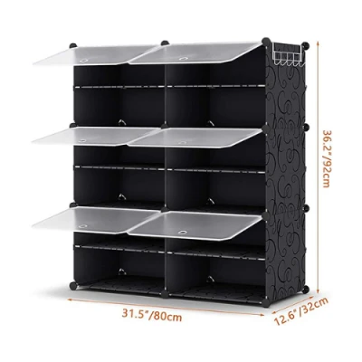 Shoe Rack, 6 Tier Shoe Storage Cabinet 24 Pair Plastic Shoe Shelves Organizer for Closet Hallway Bedroom Entryway 36.2''x31.5''x12.6''