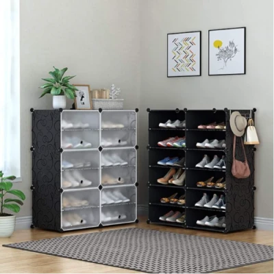 Shoe Rack, 6 Tier Shoe Storage Cabinet 24 Pair Plastic Shoe Shelves Organizer for Closet Hallway Bedroom Entryway 36.2''x31.5''x12.6''